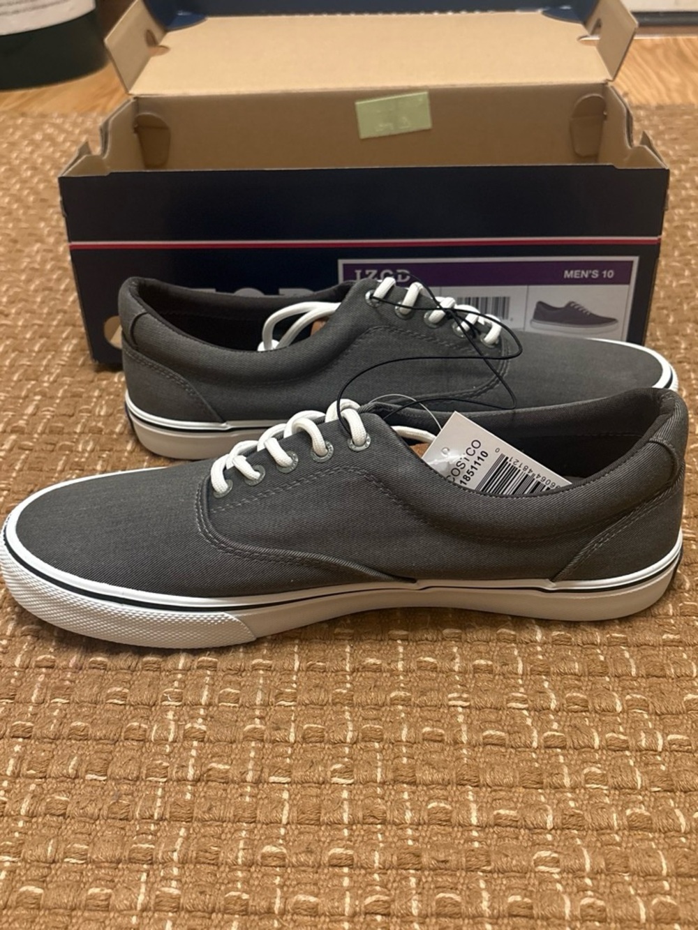 Izod Men's Charcoal Gray Canvas Low-Top Sneakers with White Laces